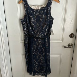 NWT Plus Sized Elegant Navy Lace Dress, Size 1X
